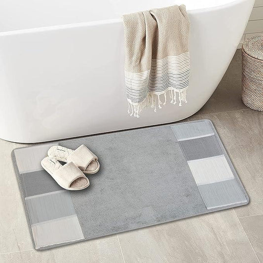 Zahari Home Modern Line Modern Bathroom Rug Classic Luxury Bath Rug Contemporary Decor Beautiful Washable Shower Mat Gray Modern Bath Mat Stylish Bath Mat Bath Shower Tub Décor - ModernBath