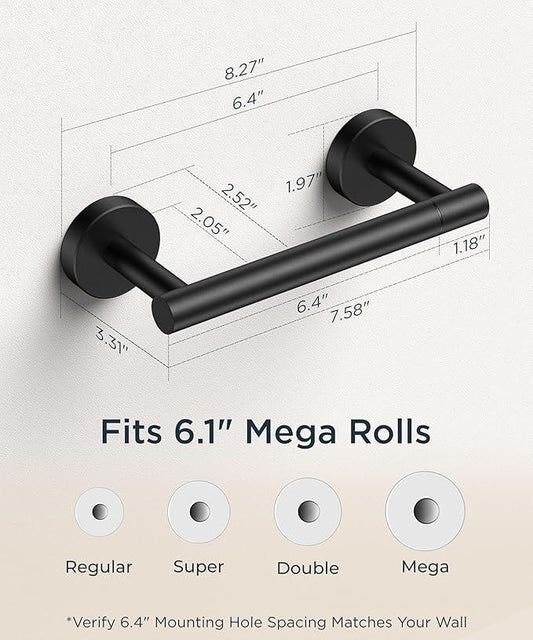 FORIOUS Toilet Paper Holder Wall Mount, Stainless Steel Rustproof Double Post Pivoting Tissue Roll Holder for Bathroom, Commercial Toilet Paper Dispenser (2 Pack, Matte Black) - ModernBath