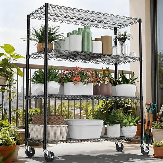 4 Tiers Shelf 2640 lbs Steel Storage Shelving Utility Shelving Unit Steel Organizer Wire Rack for Home,Kitchen,Office,Garage Black 23.6" D x 53.1" W x 73.6" H - ModernBath