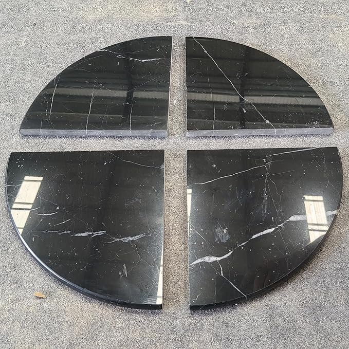 Lovdeco 2 Pcs Black Marble Corner Shelf, Nero Marquina Black Marble Corner Shower Shelf, Polished 9" Round Edge Corner Shelves for Bathroom, Kitchen, Office, Living Room, 2 Piece