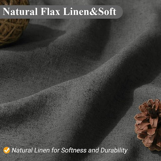 Naturoom Dark Grey 42 Inch Shower Curtain - Stall Narrow Half Linen Ultra Thick Fabric Shower Curtain Set with Hooks, Boho Farmhouse Rustic RV Camper Bath Curtains for Bathroom, 42x72 - ModernBath