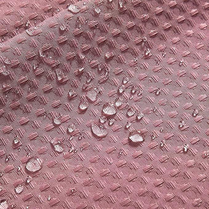 River Dream Heavyweight No Hooks Required Dotted Waffle Weave Shower Curtain with Snap in Liner - 71W x 74H,Hotel Grade,Spa Like Bath Curtain,Pale Mauve - ModernBath