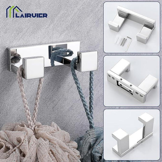 Lairuier Bath Towel Bar Set, Polished Chrome 4-Piece Bathroom Hardware Set Including Towel Bar, Towel Holder, Toilet Paper Holder, Towel Hook. Stainless Steel Bathroom Hardware Accessory - ModernBath