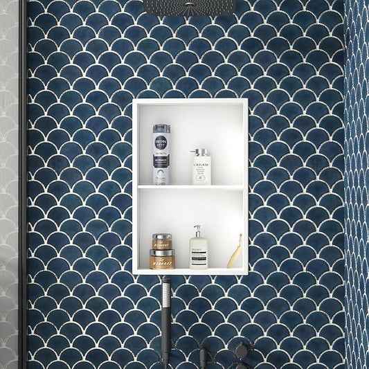 Stainless Steel Shower Niche 14"×24" White with 2-Tier Shelf No Tiled Needed Niche Shower for Bathroom Wall Recessed Shower Shelf for Bathroom Storage - ModernBath