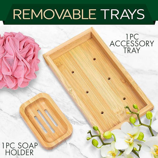 SereneLife Premium Bathtub Tray Caddy with Gift Box and Bow Set, Expandable Bath Tray, Unique House Warming Gifts for Mom, Women, Wedding, Anniversary, Bridal Shower, Fit for All Tub - Classic - ModernBath
