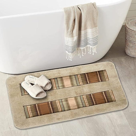 Zahari Home Contempo Modern Bathroom Rug Classic Luxury Bath Rug Contemporary Decor Beautiful Shower Mat Unique Design Stylish Washable Bathroom Rug Striped Bath Rug Bath Shower Tub Décor - ModernBath