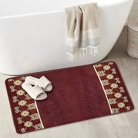 Zahari Home Elegant Rose Classic Bathroom Rug Modern Bath Rug Luxury Contemporary Decor Beautiful Shower Mat Unique Design Stylish Bathroom Runner Rug Bath Shower Tub Décor - ModernBath