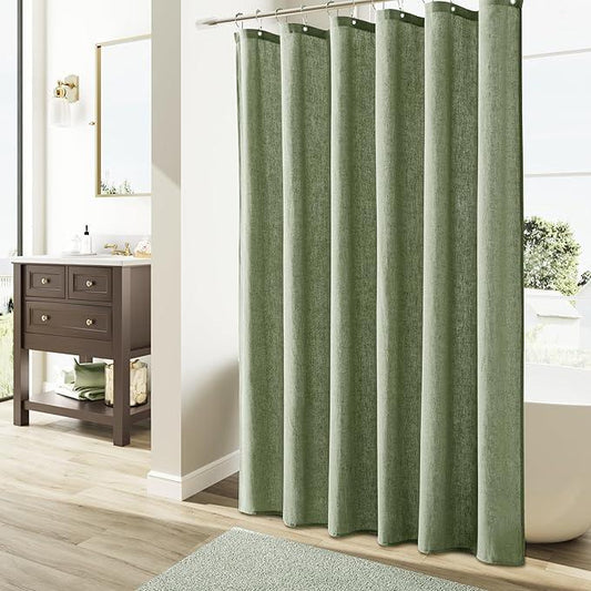 Naturoom 72x78 Shower Curtain, Neutral Linen Fabric Country Cottage Spring Summer Themed Bathroom Decor Weighted Hem Cloth Light Green Shower Curtains for Bathroom,72x78,Sage Green - ModernBath