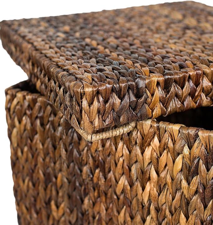 BIRDROCK HOME Woven Storage Cube - Abaca Seagrass Decorative Ottoman - Living Room Side Table - Store Blankets Pillows Magazines Books Remotes - ModernBath