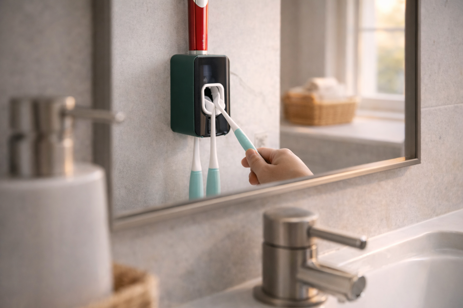 Simplify Your Sink Routine: A Compact Wall-Mounted Toothbrush & Toothp ...