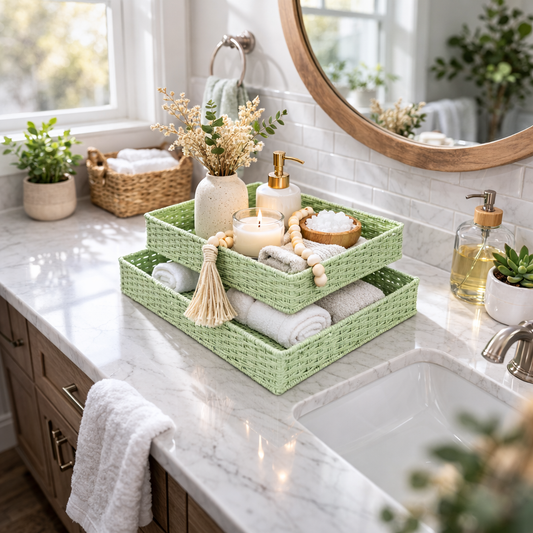 How a Simple Bathroom Tray Can Instantly Calm a Cluttered Counter