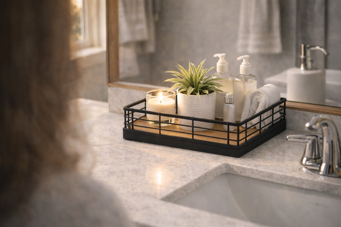 A Smarter Way to Use the Space Above Your Toilet: Minimal Bathroom Organization with a Tank Storage Tray