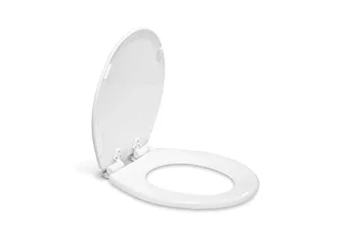 Centoco Round Toilet Seat, Heavy-Duty Wood Core with Plastic Scratch-Resistant Finish, Soft Close, Made in the USA, DSAMAZ7SC-301, Crane White (Cotton/Bright) - ModernBath