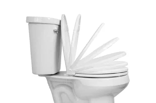 Centoco Round Toilet Seat, Heavy-Duty Wood Core with Plastic Scratch-Resistant Finish, Soft Close, Made in the USA, DSAMAZ7SC-301, Crane White (Cotton/Bright) - ModernBath