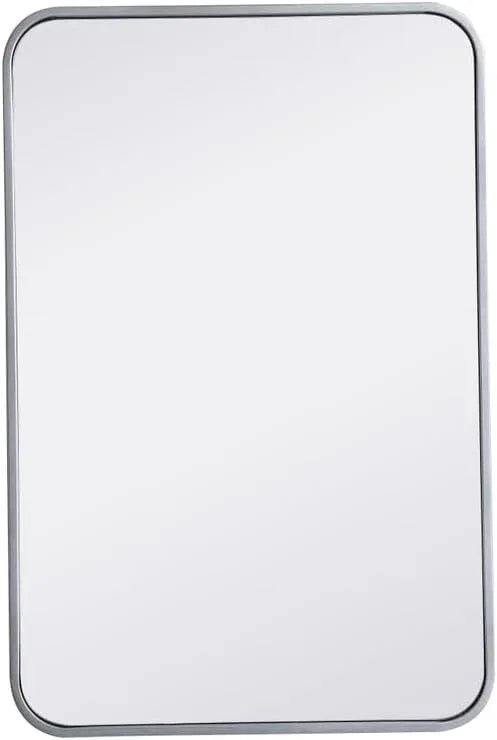 ARS Concepts Aura, Soft Corner Metal Rectangular Mirror 20X30 Inch in, Modern, Silver - ModernBath