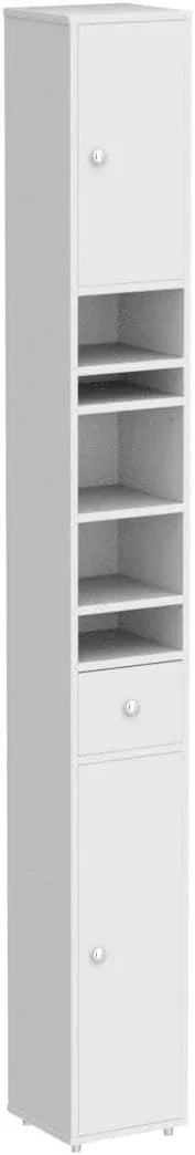 SoBuy Bathroom Narrow Storage Cabinet, Skinny Tall Unit with Adjustable Shelves Slender, Bathroom Organizers and Storage, Anti-Tipping Floor Standing Cupboard Laundry Room, White BZR34-W - ModernBath