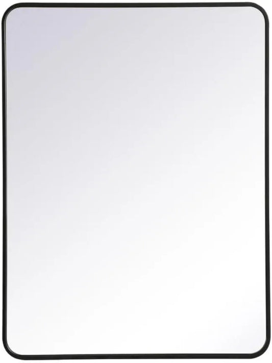 ARS Concepts Aura, Soft Corner Metal Rectangular Mirror 30X40 Inch in, Modern, Black - ModernBath