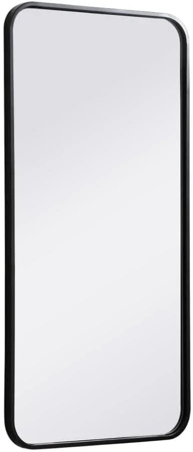 ARS Concepts Aura, Soft Corner Metal Rectangular Mirror 18X36 Inch in, Modern, Black - ModernBath