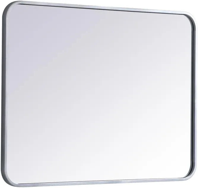 ARS Concepts Aura, Soft Corner Metal Rectangular Mirror 24X32 Inch in, Modern, Silver - ModernBath