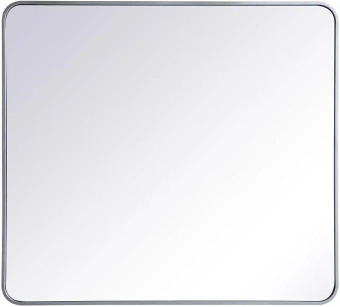 ARS Concepts Aura, Soft Corner Metal Rectangular Mirror 36X40 Inch in, Modern, Silver - ModernBath
