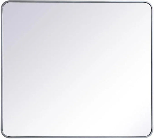 ARS Concepts Aura, Soft Corner Metal Rectangular Mirror 36X40 Inch in, Modern, Silver - ModernBath
