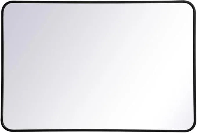 ARS Concepts Aura, Soft Corner Metal Rectangular Mirror 27X40 Inch in, Modern, Black - ModernBath