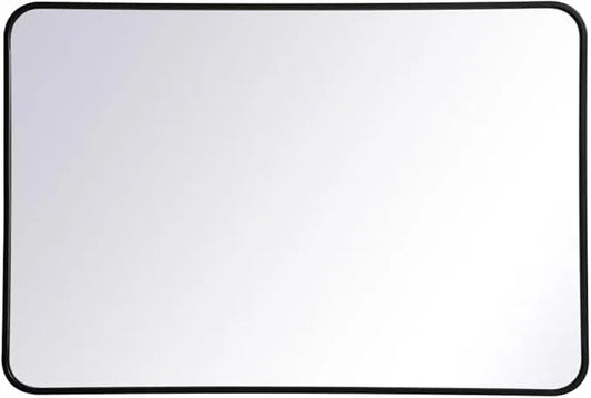 ARS Concepts Aura, Soft Corner Metal Rectangular Mirror 27X40 Inch in, Modern, Black - ModernBath
