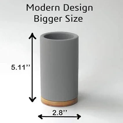 Matani Bamboo Toothbrush Holder Diatomite Tooth Brush Organizer - Storage Stand for Small Bathroom & Counter - Removable Base & Drain Holes, Water-Absorbent & Quick-Drying (Off White & Black) - ModernBath