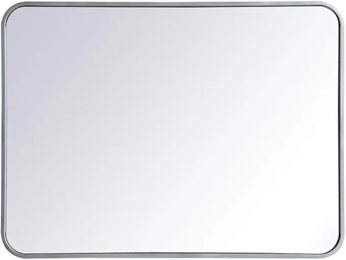 ARS Concepts Aura, Soft Corner Metal Rectangular Mirror 24X32 Inch in, Modern, Silver - ModernBath