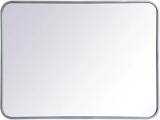 ARS Concepts Aura, Soft Corner Metal Rectangular Mirror 24X32 Inch in, Modern, Silver - ModernBath
