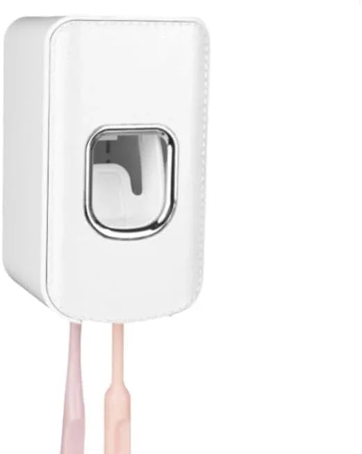 2 Slot Plastic Toothbrush Holder and Toothpaste Dispenser Wall Mounted, Automatic Toothpaste Squeezer, 2 in 1 Tooth Brush Toothpaste Organizer for Shower (White) - ModernBath