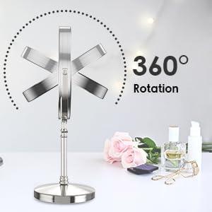 Lighted Makeup Mirror, 3000 mAh Rechargeable Double Sided Magnifying Vanity Mirror with 3 Colors, 1x/10x, 360° Rotation , Brightness Adjustable Magnification Cosmetic Light up Mirror, Women Gift - ModernBath