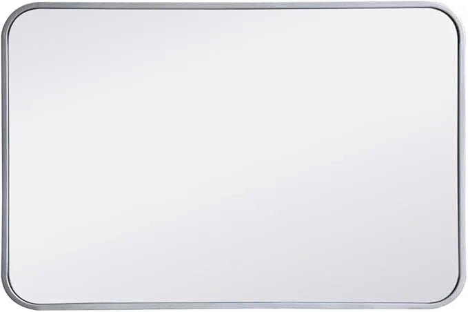 ARS Concepts Aura, Soft Corner Metal Rectangular Mirror 20X30 Inch in, Modern, Silver - ModernBath