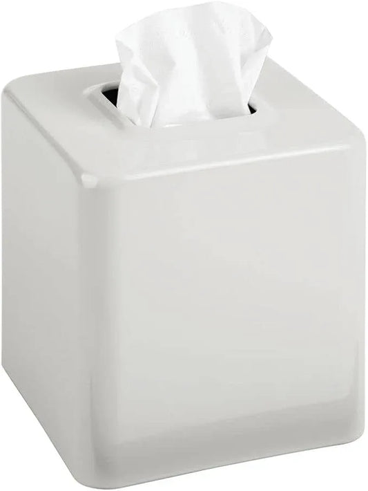 mDesign Metal Square Tissue Box Cover, Modern Facial Paper Holder, Accessories for Bathroom Vanity Countertop, Bedroom Dresser, Night Stand, Desk, Office, End Table, Unity Collection, Light Stone Gray - ModernBath