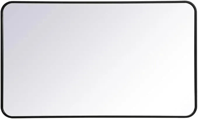 ARS Concepts Aura, Soft Corner Metal Rectangular Mirror 24X40 Inch in, Modern, Black - ModernBath