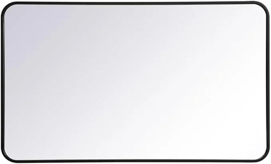 ARS Concepts Aura, Soft Corner Metal Rectangular Mirror 24X40 Inch in, Modern, Black - ModernBath