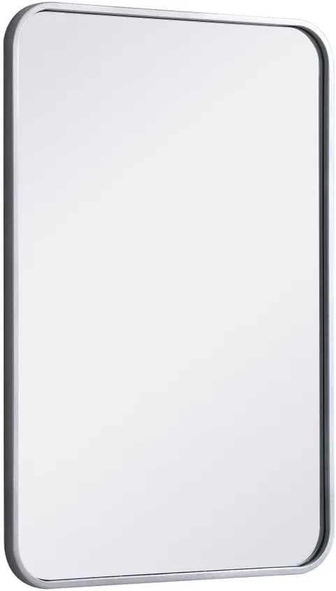 ARS Concepts Aura, Soft Corner Metal Rectangular Mirror 20X30 Inch in, Modern, Silver - ModernBath