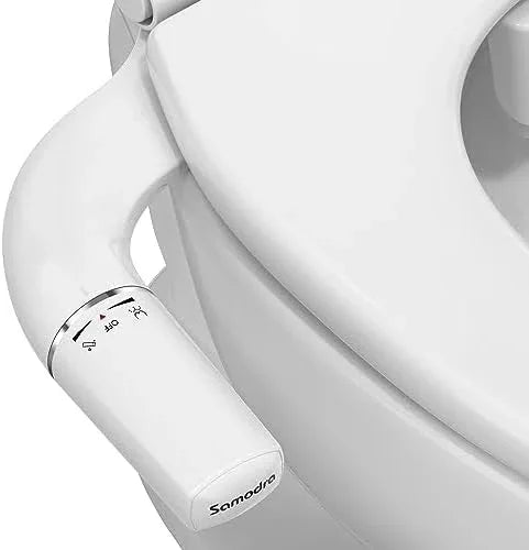 SAMODRA Ultra-Slim Hygienic Bidets Attachment for Existing Toilets - Adjustable Fresh Water Pressure Self Cleaning Nozzle Easy to Install, Silver - ModernBath