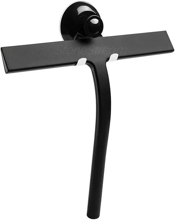 Original StoneStream Stainless Steel Shower Squeegee - Premium Quality Bathroom Squeegee with Non-Slip Handle and 2 Holders for Quick and Easy Cleaning of Glass, Tile, and Mirrors - Matte Black - ModernBath