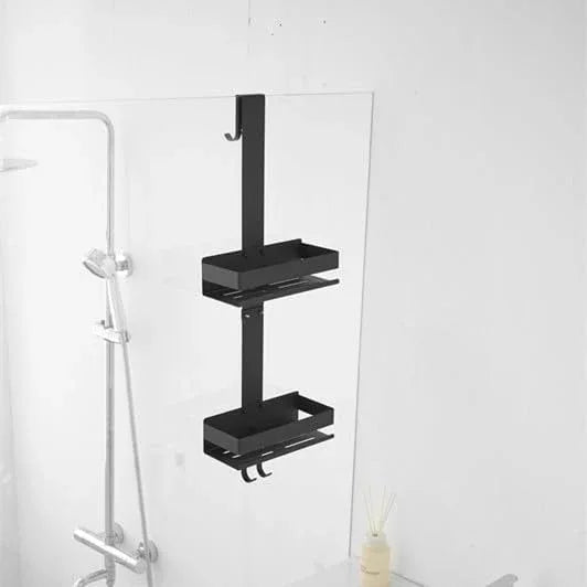 Hiendure Shower Caddy Over Door Black - 2 Tier Haning Shower Caddy Shelf Rack, Stainless Steel Shower Organizer No Drilling Bath Shower Storage - ModernBath