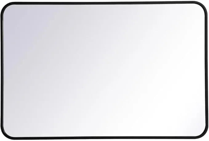 ARS Concepts Aura, Soft Corner Metal Rectangular Mirror 24X36 Inch in, Modern, Black - ModernBath