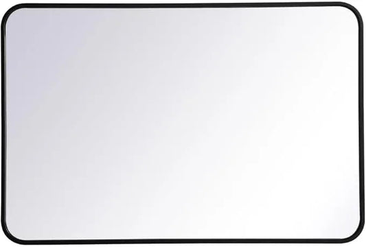 ARS Concepts Aura, Soft Corner Metal Rectangular Mirror 24X36 Inch in, Modern, Black - ModernBath