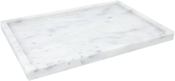 100% Natural Marble Serving Tray Luxury Marble Storage Tray for Home Decor Stone Tray for Bathroom/Kitchen/Vanity/Dresser,Plate Holder for Tissues, Candles, Towel - ModernBath