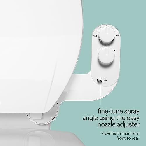 Brondell Fresh Spa Adjustable, Bidet Attachment FSA-25 for Toilet Seats with Adjustable Single Nozzle, Side Arm Control, Thin Profile, White (Dual Temperature) - ModernBath