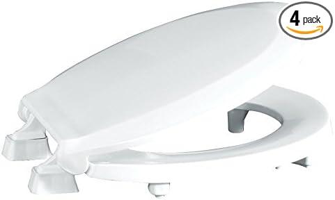 Centoco 4 Pack - 2 inch Raised Toilet Seat for Seniors, Round, Closed Front with Cover, Plastic, Made in the USA, HL440STS-001, White - ModernBath