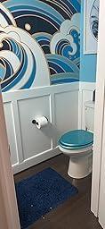 BLOFDE Elongated Toilet Seat Wood Toilet Seat Prevent Shifting with Zinc Alloy Hinges American Standard Size Toilet Seat Easy to Install also Easy to Clean(Elongated,Sparkling Sapphire Blue) - ModernBath