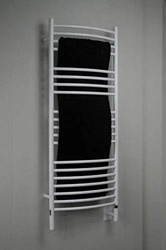Amba Jeeves DCW Model D-Curved 20-Bar Hardwired Towel Warmer in White - ModernBath