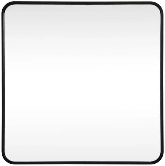 ARS Concepts Aura, Soft Corner Metal Square Mirror 30X30 Inch in, Modern, Black - ModernBath