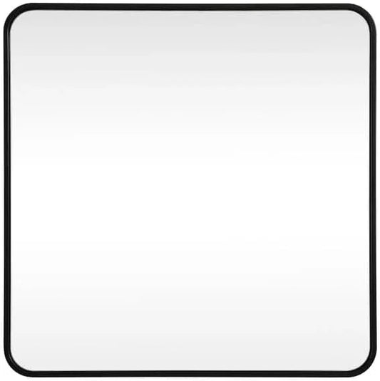 ARS Concepts Aura, Soft Corner Metal Square Mirror 30X30 Inch in, Modern, Black - ModernBath
