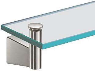 Gatco 4736 Bleu Glass Shelf, Satin Nickel/Wall Mounted 20.13" X 4.3" Tempered/Floating Rectangle Glass Shelf for Bathroom - ModernBath